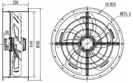 Ventilator industrial de conducte fi 630 in.11400 m3/h