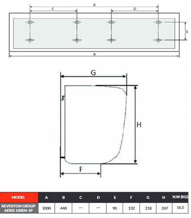Perdea de aer electrică Reventon AERIS 100EN-1P 230V AC Alb