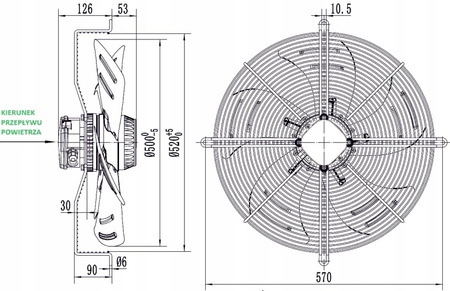 Ventilator axial industrial 500 mm YWF-4E-500B