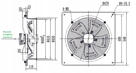 Ventilator industrial de evacuare 400 mm wyd. 3955m3