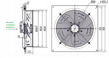 Ventilator industrial de evacuare 500mm + lamelă