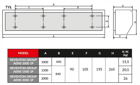Perdea de aer electrică Reventon AERIS cu telecomandă 150 cm