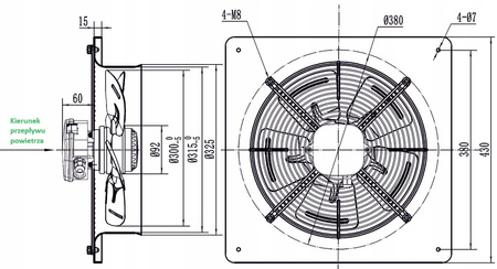 Ventilator de evacuare industrial 300mm wyd. 1845m3