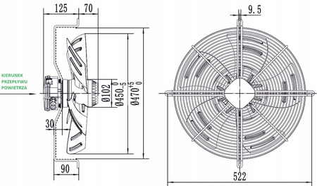 Ventilator industrial de fortare 450mm YWF4E-450B