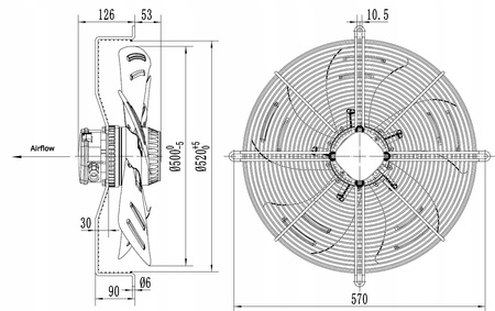 Ventilator axial industrial 500 mm YWF-4E-500S