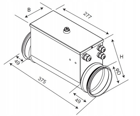 Încălzitor de canal cu o singură treaptă 200/2.4 pentru recuperatorul INSPIRO 500
