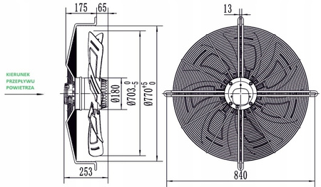Ventilator axial industrial 710 mm YWF-6D-710B