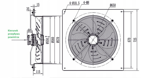 Ventilator de evacuare industrial 550 mm wyd. 8510m3