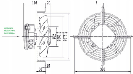 Ventilator axial industrial 250mm YWF2E-250B