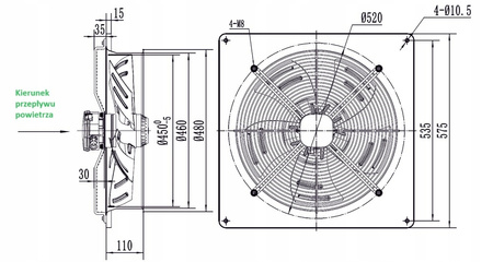 Ventilator de evacuare industrial 450mm + lamelă