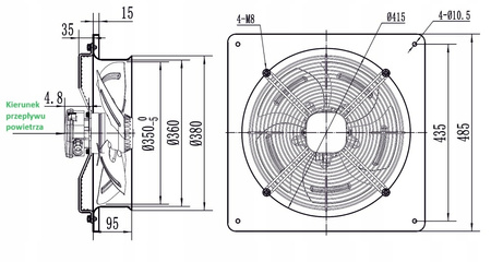 Ventilator industrial de evacuare 350 mm wyd. 2450m3