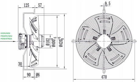Ventilator industrial de fortare 400mm YWF4E-400B