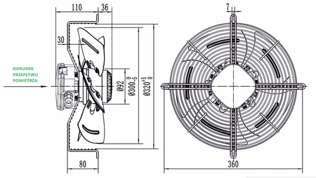 Ventilator industrial de fortare 300mm YWF4E-300B