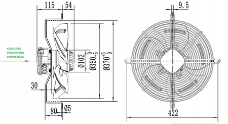Ventilator axial de fortare 350mm YWF-4E-350B-102/34-G