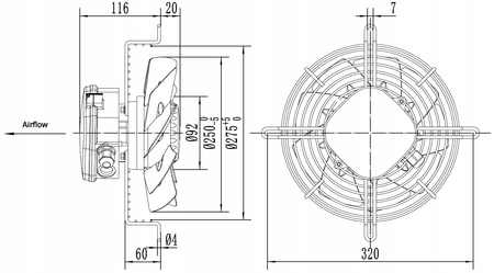 Ventilator industrial aspirație axială 250mm YWF2E-250S